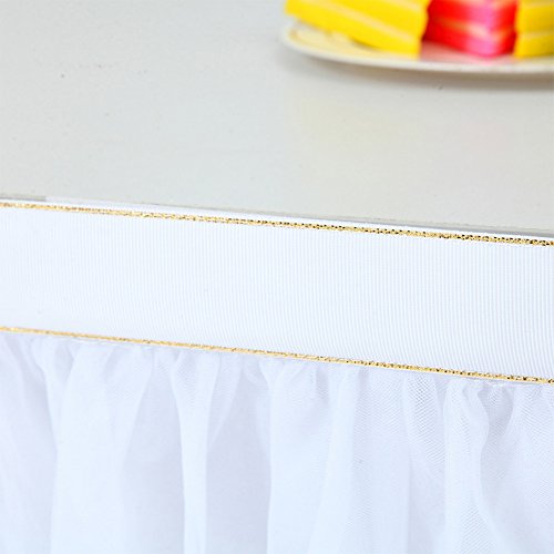 Haperlare 14ft Tablecloth White Tulle Table Skirt Queen Snowflake Wonderland Tulle White Tablecloth Tutu Tablecloth Skirting for Wedding Party Baby Shower Christmas Birthday Banquet Table Decorations
