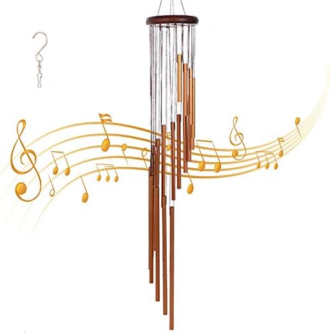 Qamou Wind Chimes Outdoor,Wind Chimes Outdoor Large Deep Tone,36" Garden Chimes with 18 Aluminum Alloy Tubes Large Wind Chimes and S Hooks for Garden Patio Decor (Golden-36)