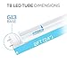 Hyperikon T8 T10 T12 2ft LED Bulbs, Fluorescent Replacement Tube, Dual-End Powered, 8W (25W Equiv.), 5000K, Clear, 1150 Lumens, Shatterproof, Shop Light for Kitchen, Garage, Warehouse - Pack of 4