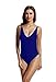 zeraca Women's High Cut Thin Strap One Piece Swimsuit Bathing suits (M10, Smouldering Navy)
