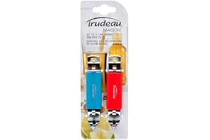 Trudeau Stainless Steel Beer and Soda Bottle Openers and Can Piercer with Comfortable Ergonomic Grip, 2 Units