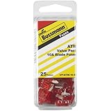 Bussmann (VP/ATM-10-RP) Red 10 Amp Fast Acting ATM Mini Fuse, (Pack of 25)