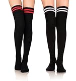 DoSmart Womens Soft Warm Coral Velvet Knee High Stockings Fuzzy Socks for Christmas Gift 2 Pairs (2 Pairs Black)