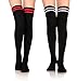 DoSmart Womens Soft Warm Coral Velvet Knee High Stockings Fuzzy Socks for Christmas Gift 2 Pairs (2 Pairs Black)