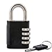 SX-575 4-Dial Combination Disc Padlock, High Security Combination Lock, Indoor, Outdoor Storage Cabinet Padlock, Durable Locker Lock, for Home Improvement, with Shielded Hardened Steel Shackle,Chrome