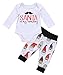 Baby Boys Girls Christmas Long Sleeve Romper Bodysuit and Santa Claus Pants Outfit (6-12M, White)