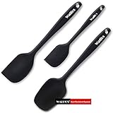 WALFOS BPA Free & Food Grade Silicone Spatulas - High Heat Resistant Non-Stick Silicone Rubber Spatula for Cooking, Baking and Mixing - Strong 304 Stainless Steel Core Technology (3-Piece Set)