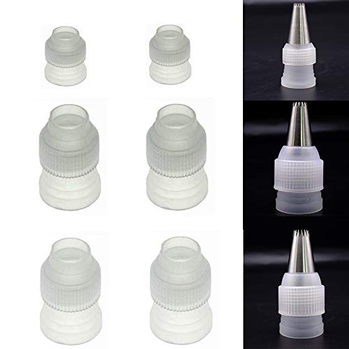 Tumtanm 6 Pack Piping Nozzles Coupler, Couplers Adaptor Cake Decorating Tools, 3 Size Couplers for Icing Nozzles