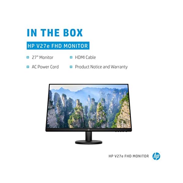 HP v27e Full HD Monitor (1920 x 1080) 27 Inch (1 VGA, 1 HDMI) – Black [Amazon Exclusive]