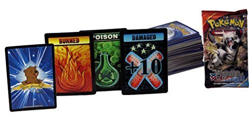 100 Assorted Pokemon Cards With Bonus Booster Pack! Includes 3 Golden Groundhog Token Counters!