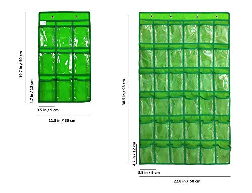 ANIZER Over Door Hanging Closet Underwear Sock Storage Cell Phone Jewelry Organizer Clear Pockets (Green, 9 Pockets) - Thumbnail 2