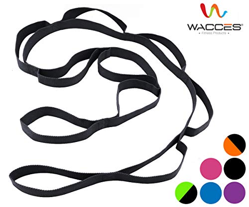 Wacces Yoga Strap Stretch Restore Multi-Grip Fitness Pilates Stretching Belt Multicolor (Black)