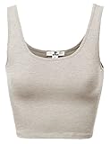 Basic Solid Sleeveless Crop Tank Tops Oatmeal Size S
