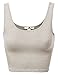 Xpril Basic Solid Sleeveless Crop Tank Tops Oatmeal Size L