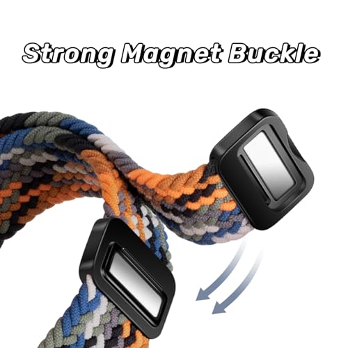 Compatible with Apple Watch Strap 49mm 46mm 45mm 44mm 42mm 41mm 40mm, Elasticated Magnetic Nylon Strap Band for IWatch Series 10/9/8/7/6/5/4/SE 2/Ultra 3/2 Men Women