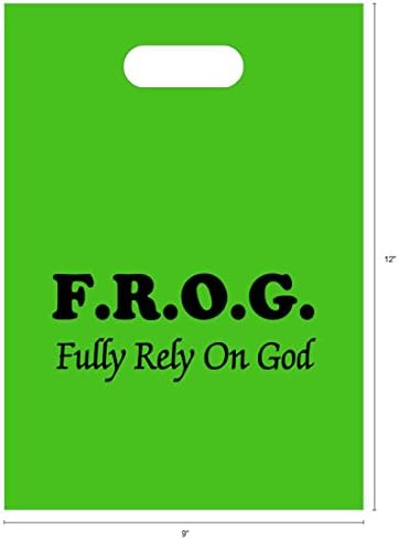 Fully Rely On God F.R.O.G. Green Plastic Goodie Bags (6 Pack)