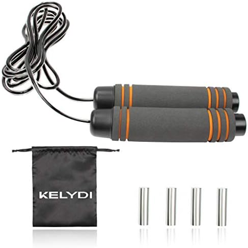 KELYDI Skipping Rope, Speed Jump Rope with Soft Foam Handle, Weighted Adjustable Jumping Rope for Home Fitness, Body Exercise, Fat Burning, Crossfit Training