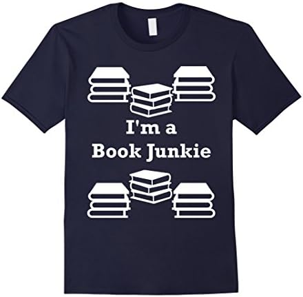 Mens I'm a Book Junkie Cute Nerdy Shirt XL Navy