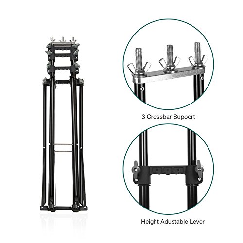Julius Studio Double Stable 10 x 8.5 ft Photography Triple Backdrop Support System Kit with 6 Leg Support Stands, Extendable Cross Bar, and Carry Bag, JSAG443