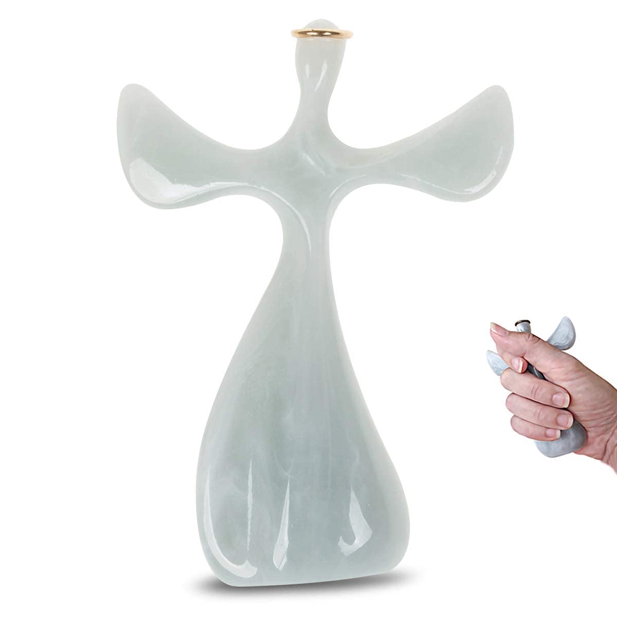 Soothe My Restless Soul Angel Prayer Cross- Embrace Faith and Devotion- Handheld, Comforting Design for Clutching, Clinging and Praying- Peaceful, Calming Bereavement Sympathy Gift- Marble Resin