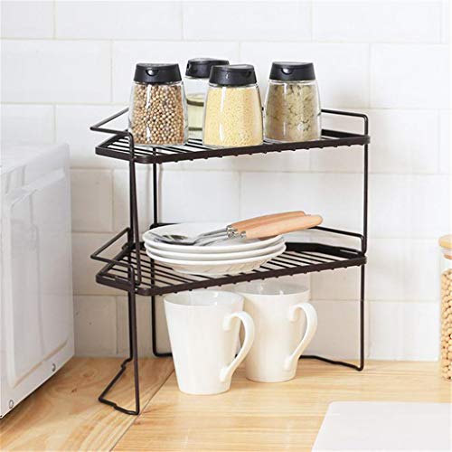 Samoii 2-Tier Iron Triangle Standing Rack Kitchen Bathroom Storage Shelf Holder Spice Rack Cabinet and Counter Shelf Organizer