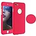 iPhone 7 Plus 5.5 Inch Full Body Hard Case-Auroralove Rose Red 360 Degree Full Protective Slim Sleek Front Back Case for iPhone 7 Plus 5.5 Inch with Tempered Glass Screen Protector