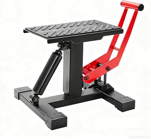Dsocool Bike Lift Stand, Adjustable Motorcycle Lift Jack Table, 200KG Capacity, Hydraulic Lift Operation, Dirt Bike Accessories for Dirt Pit Bike Repair, Maintenance