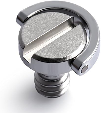 D-Ring Hinged Screw 1/4 D Shaft Mounting Screw for Camera Tripod Monopod or Quick Release QR Plate(1 Pack) (silver)
