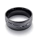 TEMEGO Jewelry Mens Stainless Steel Ring, Polished Finish Irregular patterns Band, Black