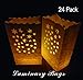 LANKER 24 Pack Luminary Bags - Sunburst Design Candle Bags - Fire-Retardant Light Holder - Decorations for Wedding, Halloween, Birthday, New Year, Party, Dinner and Event Occasion - White (Stars)