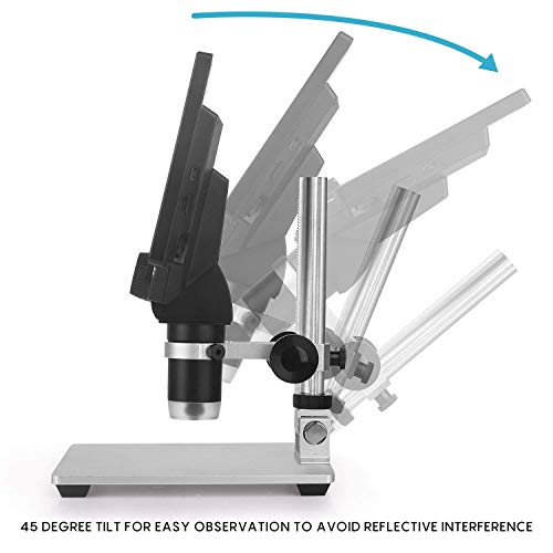 LCD Digital Microscope 7 in HD Screen 1200X Magnification Zoom Camera Video Recorder Angle Adjustable Microscope, 8 LED Lights, Built-in 3000 mAh Battery Rechargeable (7 inches with 16G SD Card)