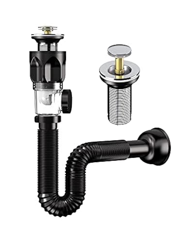 Upgraded Bathroom Sink Drain Kit with Flexible & Expandable P-Trap, Pop ...