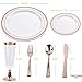 facciamo festa Rose Gold Plastic Plates with Cups and Cutlery Supplies 150 Pcs | Heavy Duty and Disposable Silverware for Birthday Party, Wedding, Reception, Christmas, Thanksgiving and Other Parties