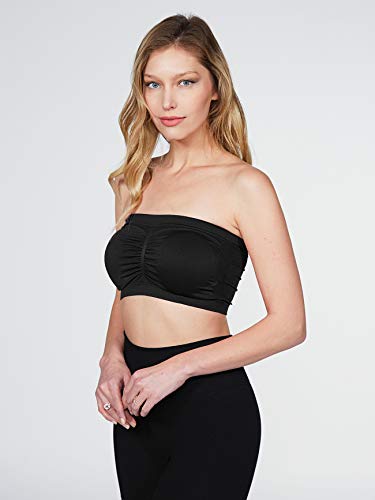 Luna Flower Women's Everyday Strapless Fair Bra Tops - with Removable Pads - Plus Black Free (GBRW023) - Thumbnail 3