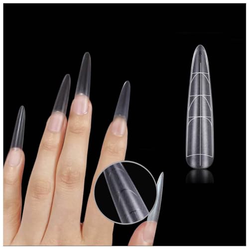 QQPPOLIU Fake Nails,320 Pcs Xxl Long False Nails 2024 with Auxiliary Line Clear Base Acrylic Long Almond Shape Artificial Nails High Heels Shape Trimmable Ultra-Thin Soft Full Cover Nails Kits - Image 9