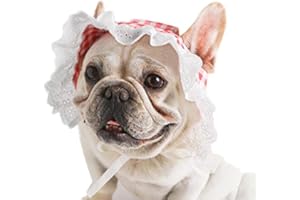 Dog Hat, YAODHAOD Summer Pet Lace Baby Hat Princess Sun Cap, Adjustable Dog Outdoor Sport Sun Protection Visor Sunbonnet Outfit with Ear Holes for Small and Medium Dog (M (Pack of 1), Red)