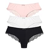 Ekouaer Women's Comfort Lace Cheeky Hipster Panty Plus Size 3 Pack
