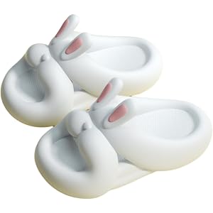 Toddler Kids Cute Cartoon Bunny Slippers Soft EVA Thick Sole Non-Slip Open Toe Slides for Indoor Outdoor (white,10)