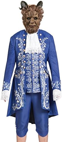 Beast Cosplay Costume and Mask For Men Adult Halloween Party Prince Deluxe Dress (Only Dress-S)