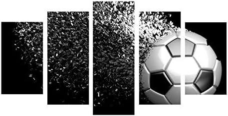Unifunco 5 Panels Soccer Football Sports Themed Canvas Painting Modern Wall Art For Home Decorations Wall Decor Framed Ready To Hang 8x14x2 8x18x2 8x22x1 Inch No Frame Black Buy Online At Best