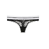 Victoria's Secret The Lacie Logo Thong Panty Black Large