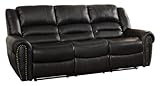 Homelegance 9668BLK-3 Black B0onded Leather Double Reclining Sofa image large Homelegance 9668BLK-3 Black B0onded Leather Double Reclining Sofa image large