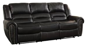 Lighter black 3 seater recliner with padded cushions