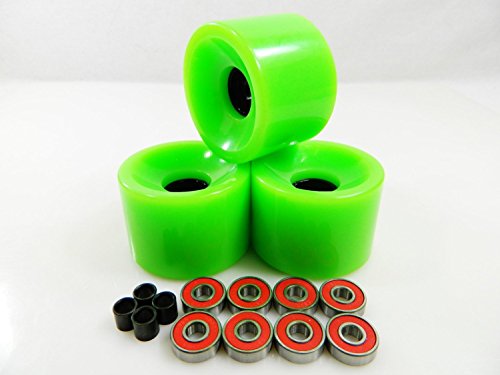 Big Boy 70mm Gel Solid Skateboard Wheels + ABEC 7 Bearings Spacers (Solid Green)