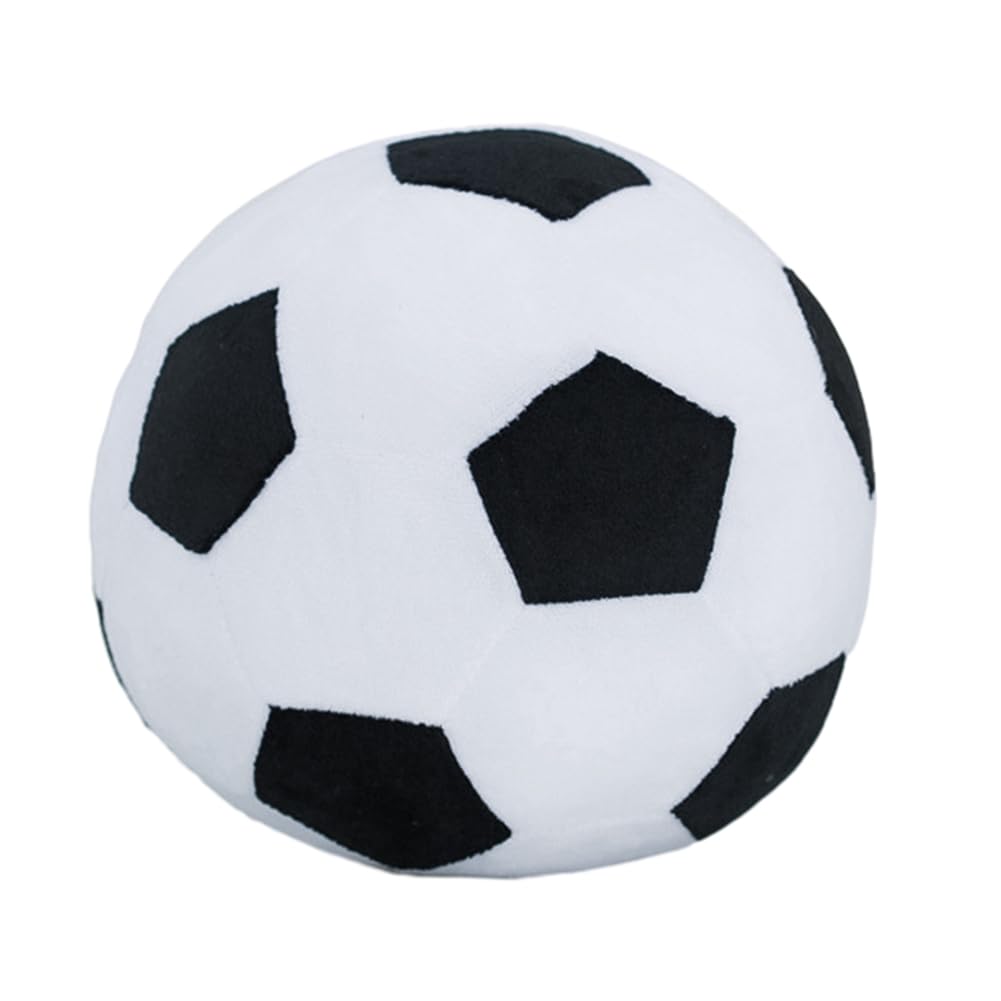 ZPSOSPZ Plush Football Throw Pillow, Round Cotton Stuffed Soccer Pillow, Vivid Soccer Back Cushions Doll For Home Office Sofa Decoration, Kids Gifts Black And White 23 Cm