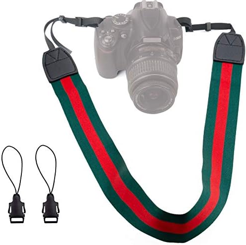 Alins Camera Shoulder Strap Fashion Universal Neck Belt for All DSLR Camera Nikon Canon Sony Pentax ect (Green and red)