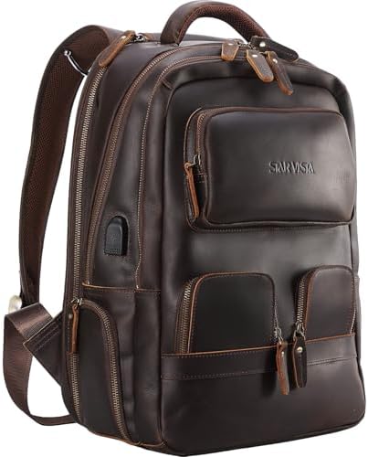 amazon leather backpack italy Amazon.com: Fioretta Genuine Leather Italian Backpack 17 Inch Laptop Bag  Business Travel Daypack Weekender Bag For Men and Women