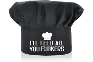 AGMdesign Funny Chef Wear, Funny Chef Hat, I'll Feed All You, Adjustable Kitchen Cooking Hat for Men & Women Black, Mother's Day/Father's Day/Birthday Gift for Him, Her, Mom, Dad, Friend