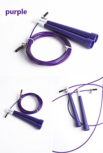hothuimin Professional Adjustable Steel Wire Jump Rope| 10 Feet | 9 Colors | Best For Cross Training, Double Under, MMA, Skipping, Boxing (Purple)