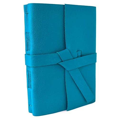 5x7 Teal Blue Leather Travel Journal, Lined Pages, Handmade